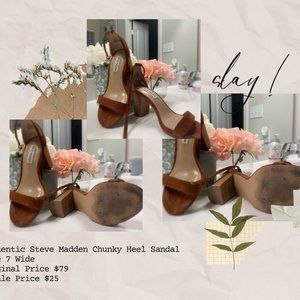 Tan Steve Madden Chunky Heel Mule Women's Size 7 Wide